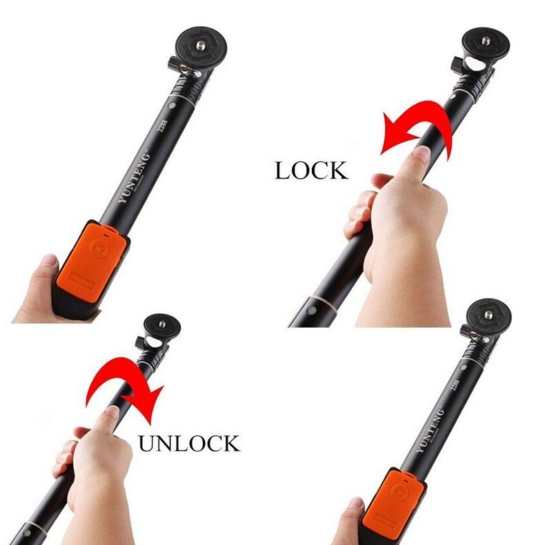 Retractable Rotary lock/unlock bluetooth mobile phone monopod selfie stick