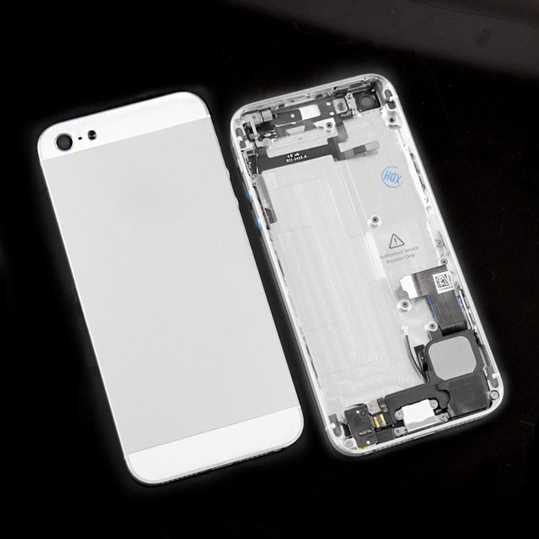 Sliver Full Back Cover Housing with Middle Frame assembly for iPhone 5 Replacement Parts with Flex Cable