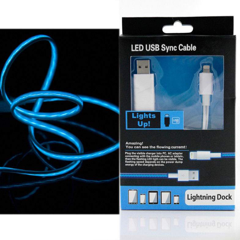 Floating Flash Visible LED Light Apple Lightning 8 Pin to USB Cable