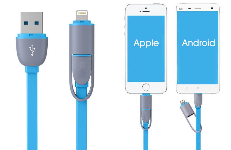 2-in-1 Lightning  micro USB Cable for  iOS and Android Phones with Charge and Data Sync