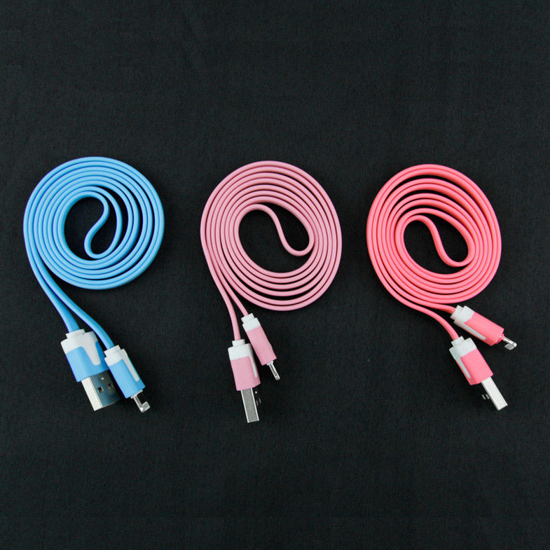Flat Noodle Apple 8 Pin Lightning to USB Cable  for  iPhone  5 5S 5C iPod iPad
