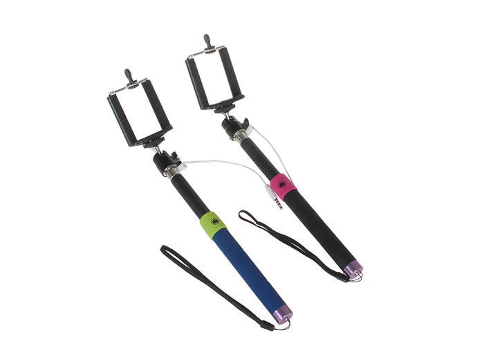 Foldable Monopod Selfie Stick With Cable , Pocket Wired Selfie Monopod